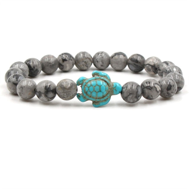 Unique Turtle Bracelets with Natural Stone Beads