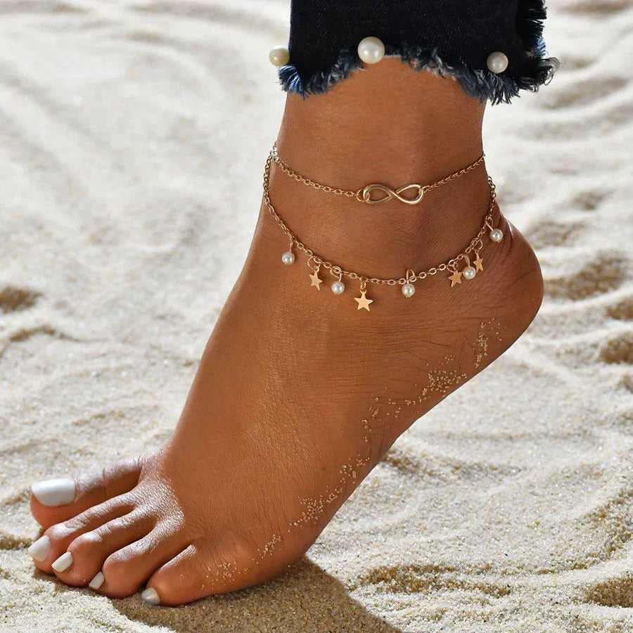 Bijou | Infinity Anklet Bracelet + Pearls and Stars