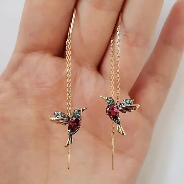 Romane | Gold Hummingbird Crystal Earrings