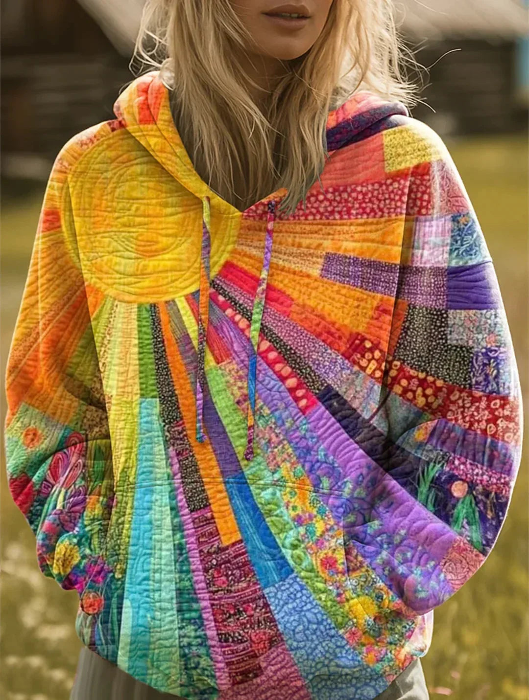 Alyssa | Bohemian Multicolor Patchwork Hoodie
