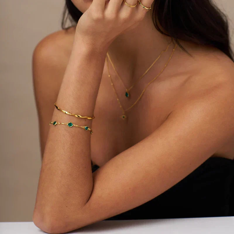 Jade | Link Chain Gold Bracelet