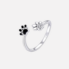 925 Sterling Silver Paw Ring with Zirconia and Enamel