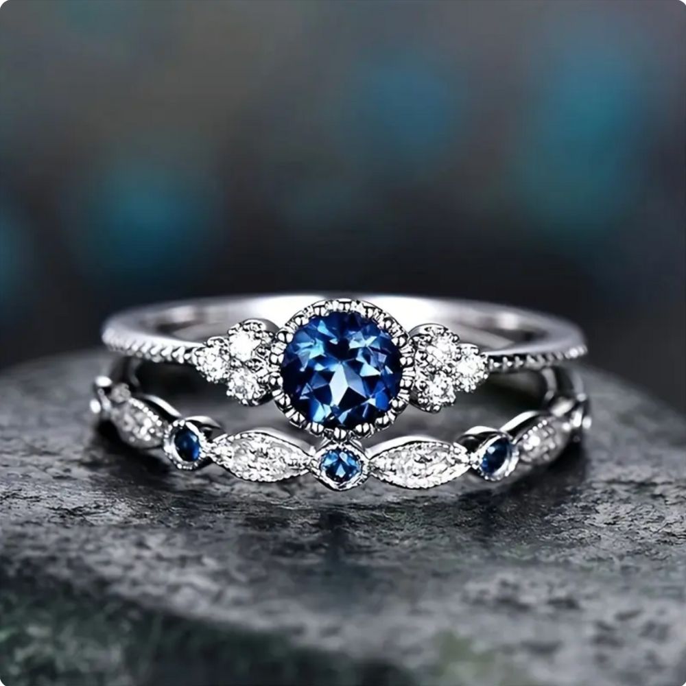 Elara | Sapphire Halo Ring