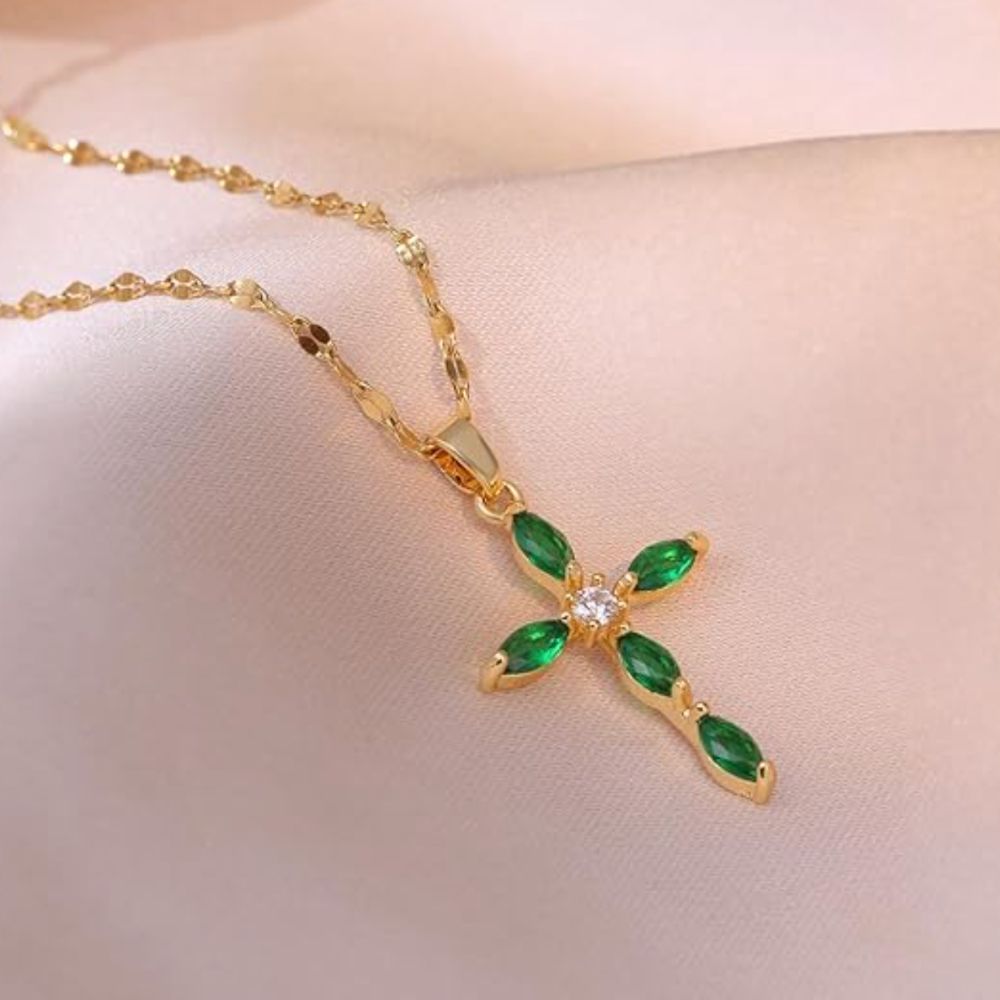 Grace | Emerald Cross Necklace