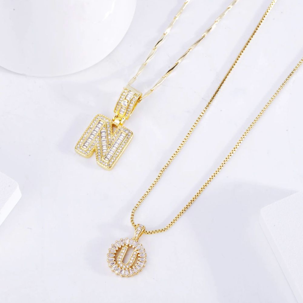 Wren | Pavé Letter Initial Necklace Set