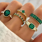 Pandora | Emerald Gold Ring Set