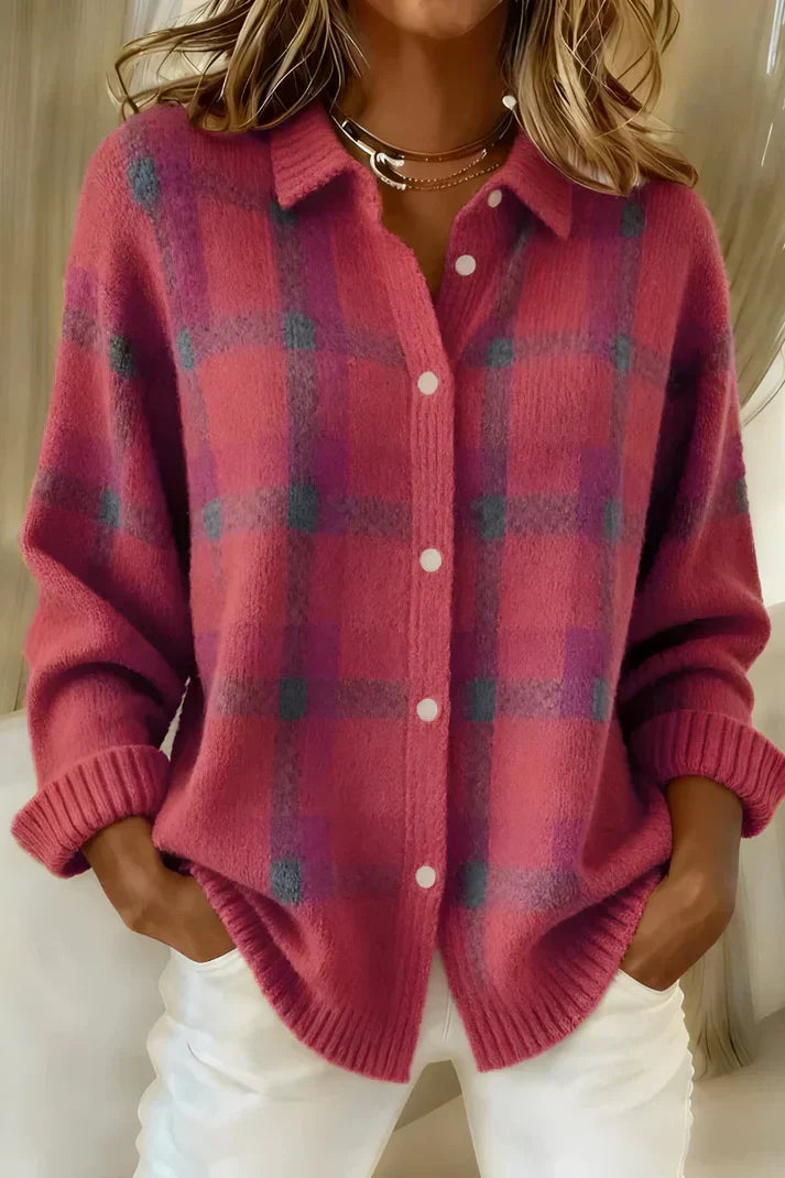 Camellia | Elegant & Cozy Checkered Cardigan