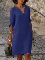 Valentina | Casual Mid Sleeve V-Neck Dress