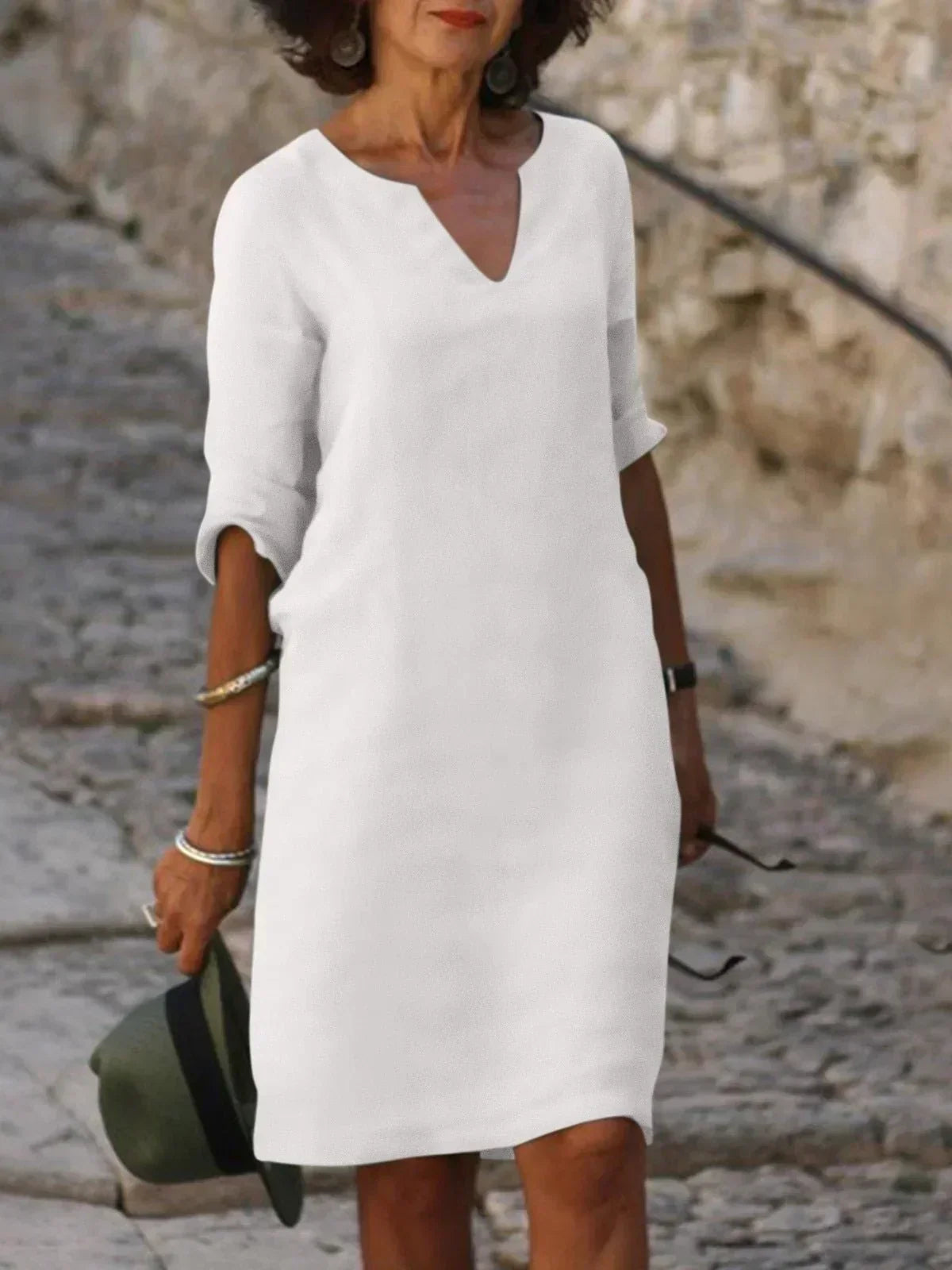 Valentina | Casual Mid Sleeve V-Neck Dress