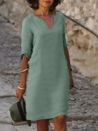 Valentina | Casual Mid Sleeve V-Neck Dress