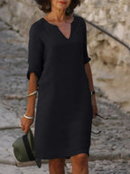 Valentina | Casual Mid Sleeve V-Neck Dress