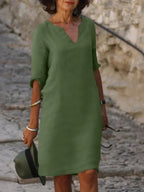 Valentina | Casual Mid Sleeve V-Neck Dress