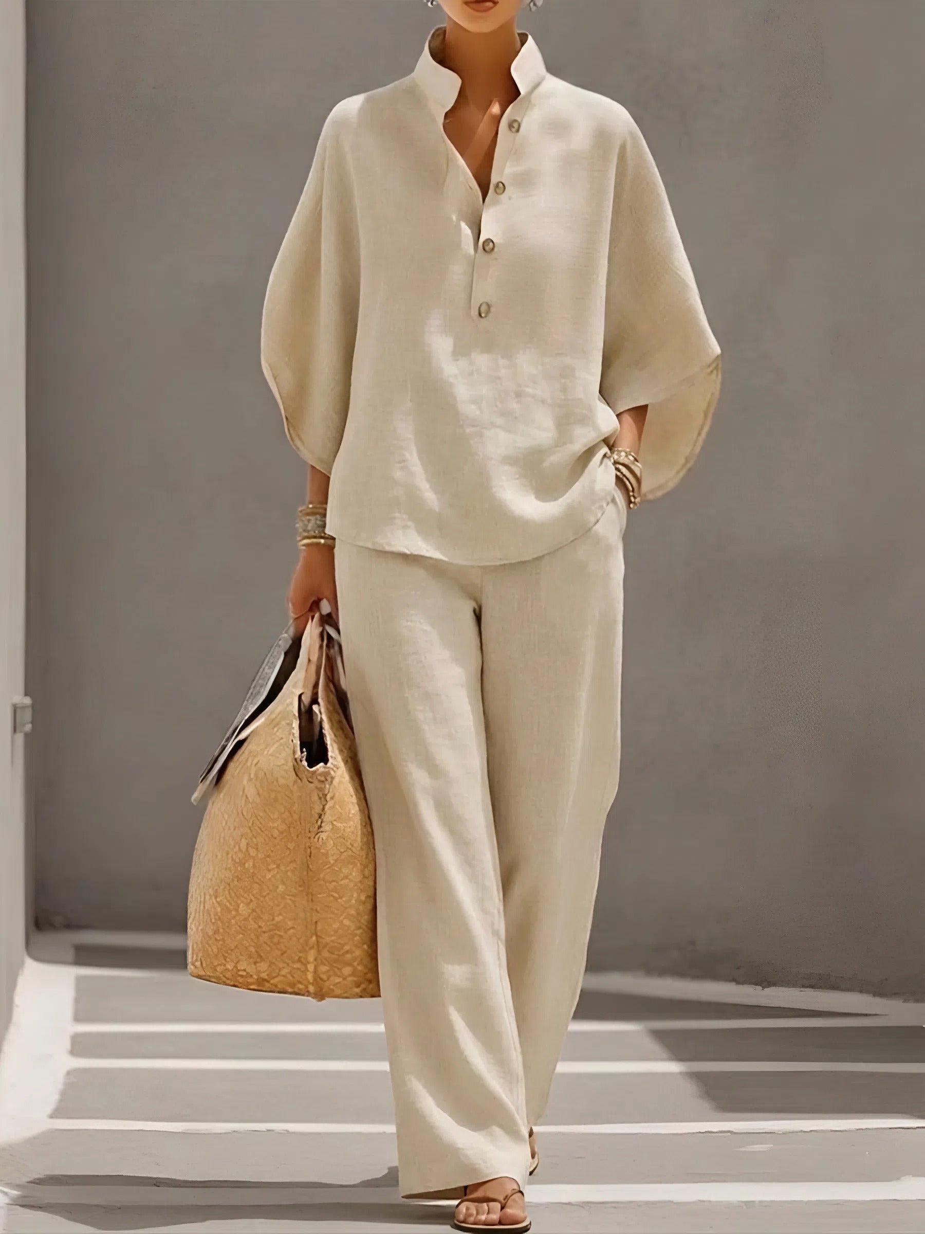 Katie | Elegant Wide Leg and Collar 2 Piece Set