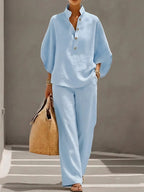 Katie | Elegant Wide Leg and Collar 2 Piece Set