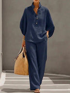Katie | Elegant Wide Leg and Collar 2 Piece Set