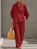 Katie | Elegant Wide Leg and Collar 2 Piece Set