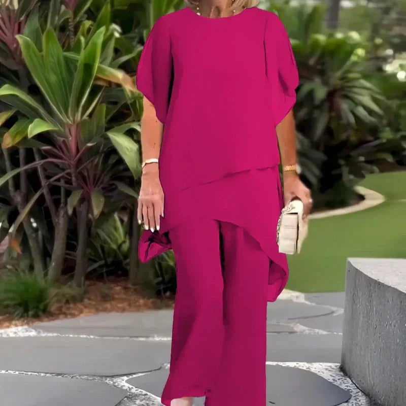 Rowena | Elegant Draped Palazzo Pants Set