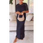 Pauline | Elegant Mid Sleeve Long Maxi Dress
