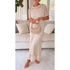 Pauline | Elegant Mid Sleeve Long Maxi Dress