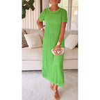 Pauline | Elegant Mid Sleeve Long Maxi Dress