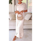 Pauline | Elegant Mid Sleeve Long Maxi Dress