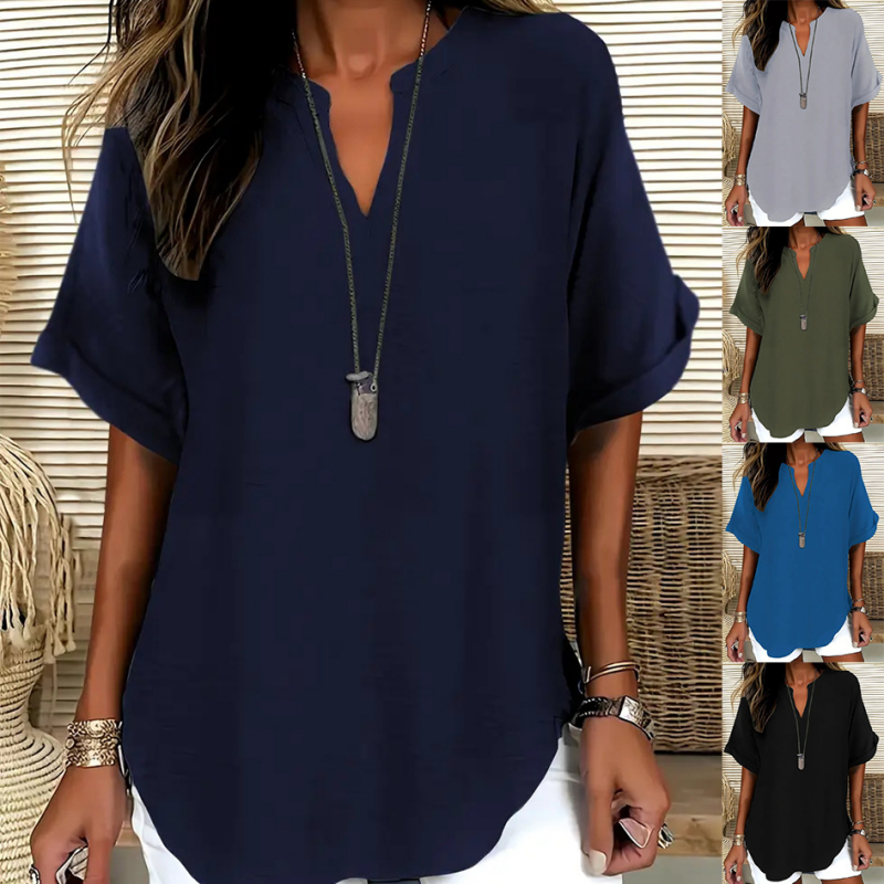 Margaux | Stylish Mid Sleeve V-Neck Blouse