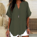 Margaux | Stylish Mid Sleeve V-Neck Blouse