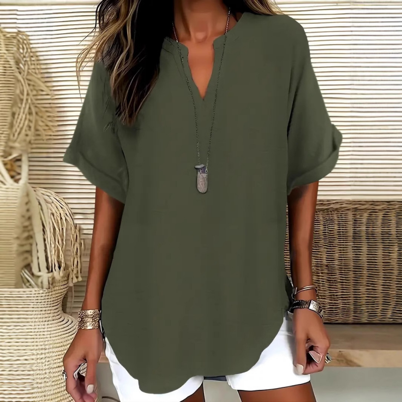 Margaux | Stylish Mid Sleeve V-Neck Blouse