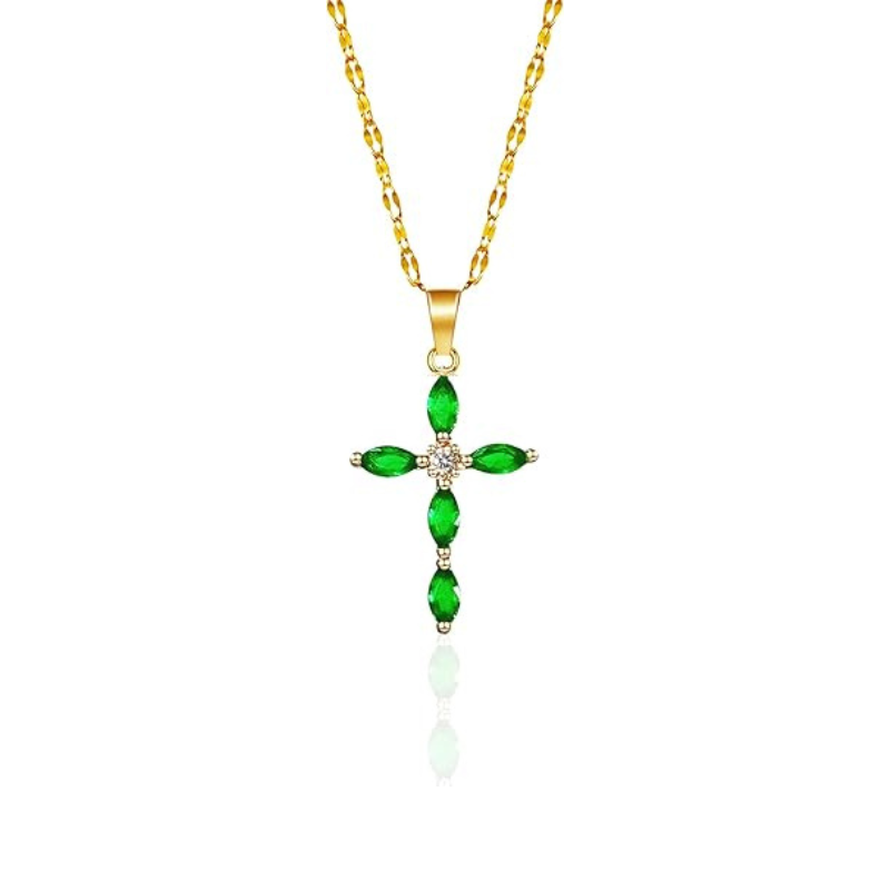 Noor | Emerald Cross Necklace