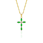 Gemma | Gold Emerald Marquise Cross Necklace