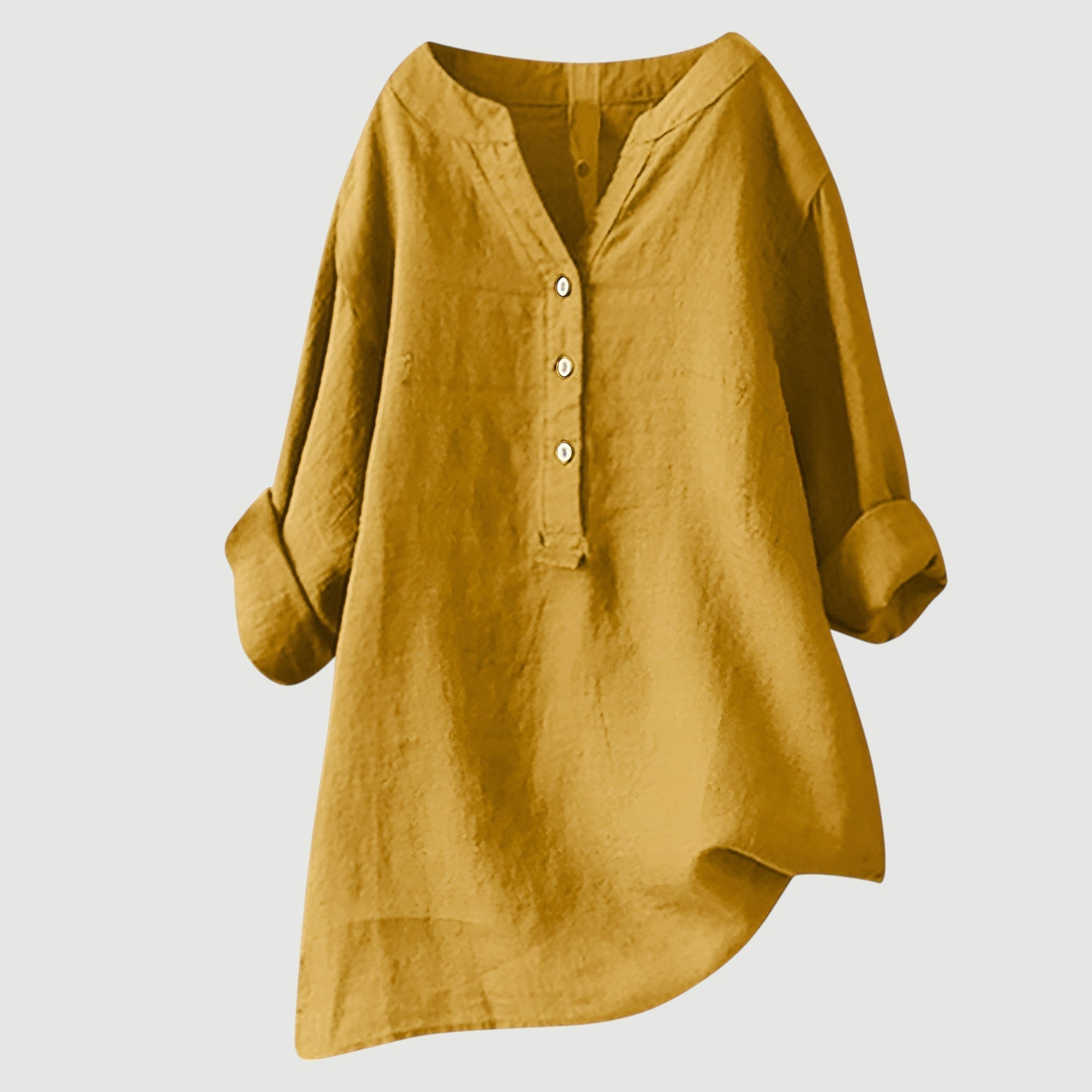 Cassia | Refined V-Neck Button-Down Shirt