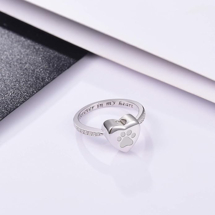 Dear Heart Paw Print Urn Ring