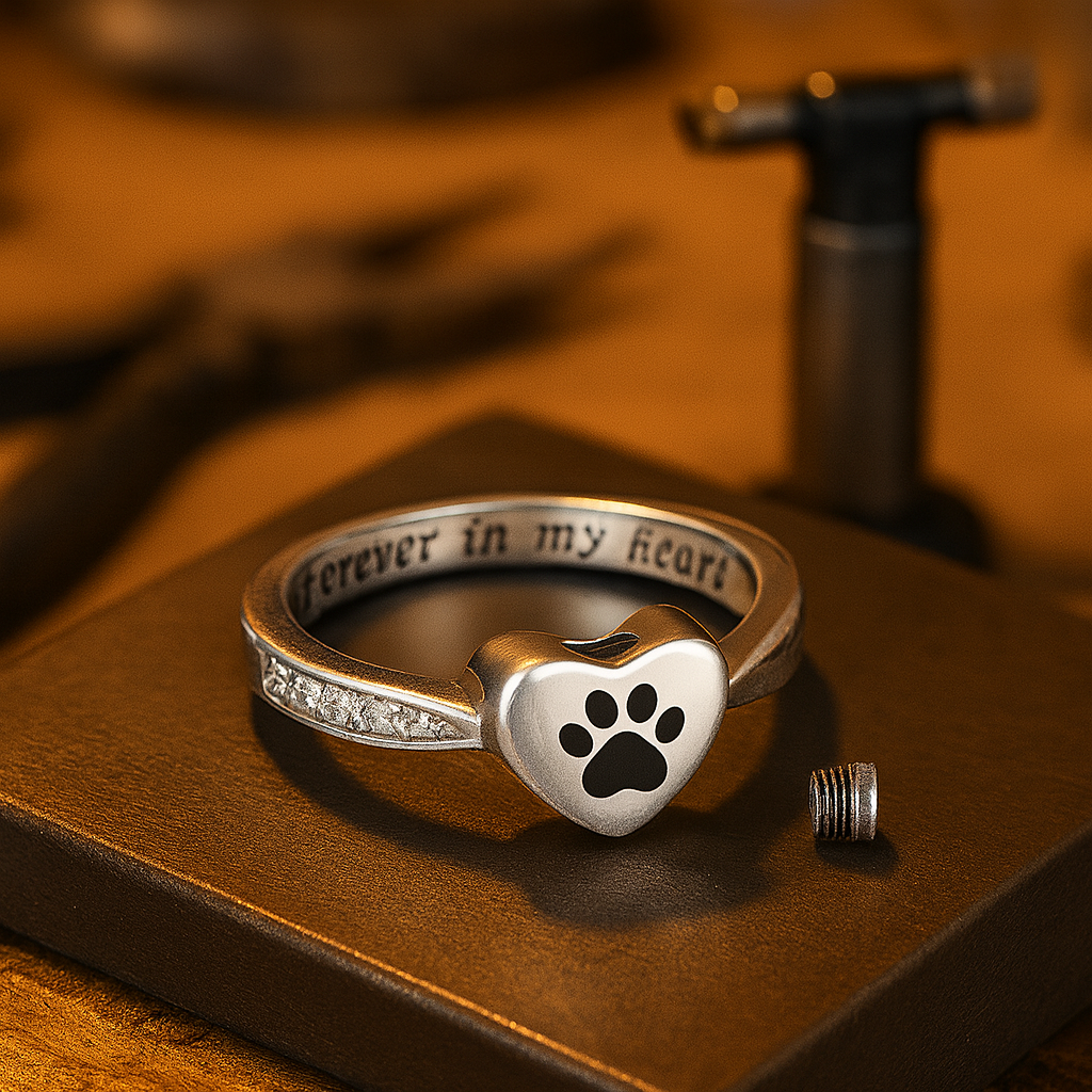 Dear Heart Paw Print Urn Ring