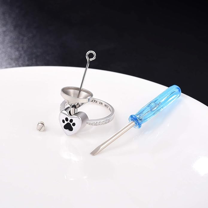 Dear Heart Paw Print Urn Ring