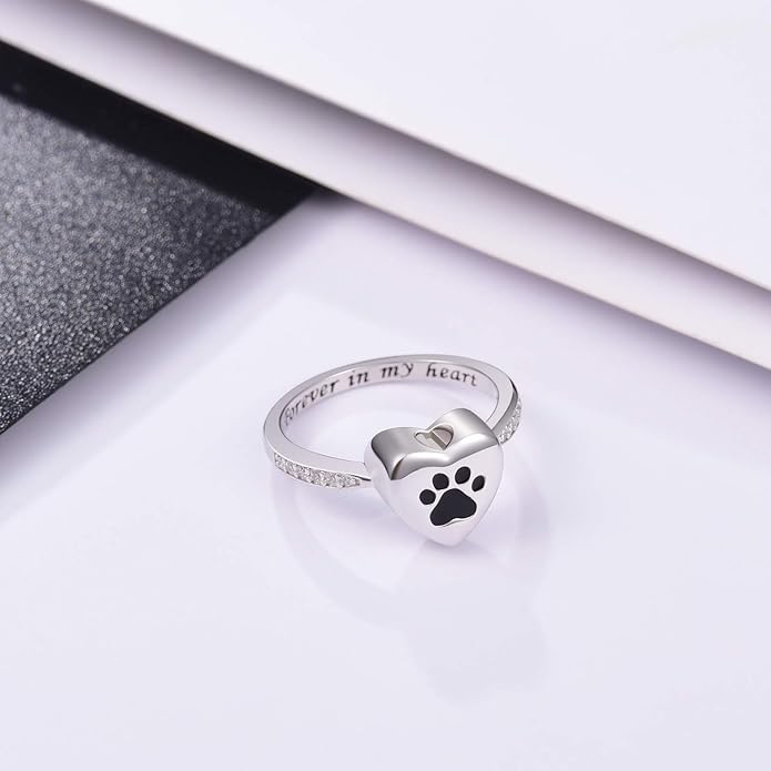 Dear Heart Paw Print Urn Ring