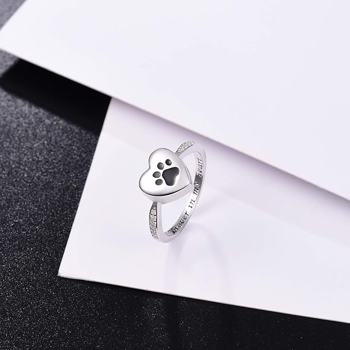 Dear Heart Paw Print Urn Ring