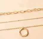 Classic Multi-Layered Gold Necklace with Pendant