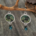Vintage Tropical Black Cat Earrings