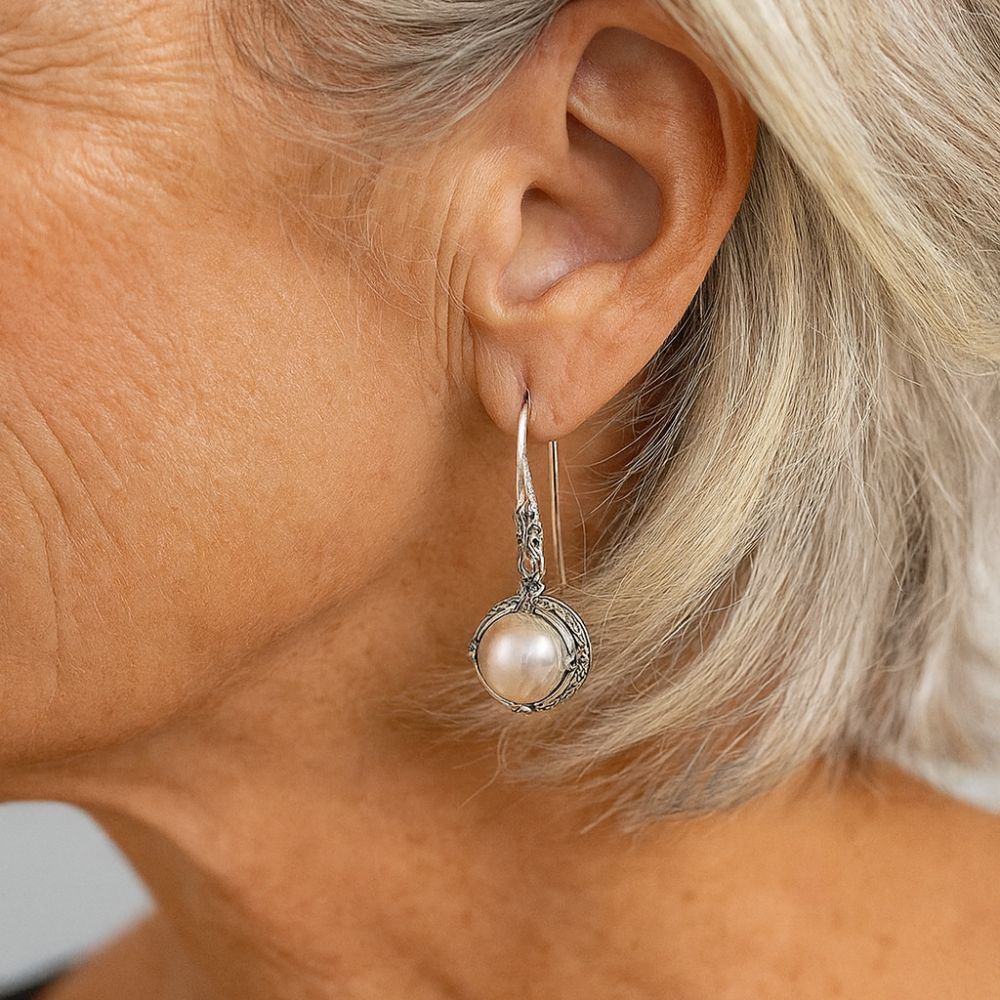 Pearline | Silver Pearl Earrings