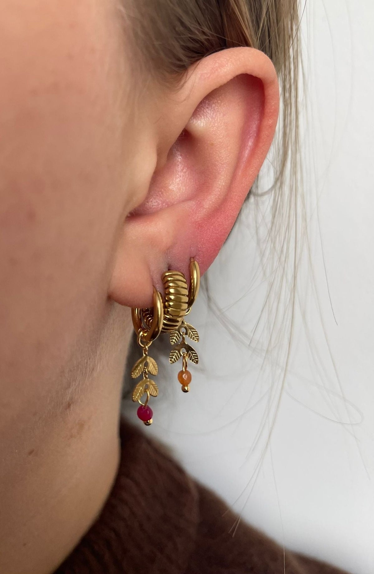 Stone Leaf  Earrings | Natural Stone | Stainless Steel