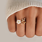 Effie | Gold Floral Leaf Open Ring