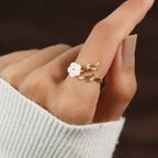 Effie | Gold Floral Leaf Open Ring