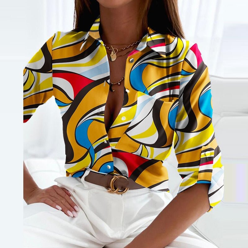 Novalie | Classic Collared Printed Blouse