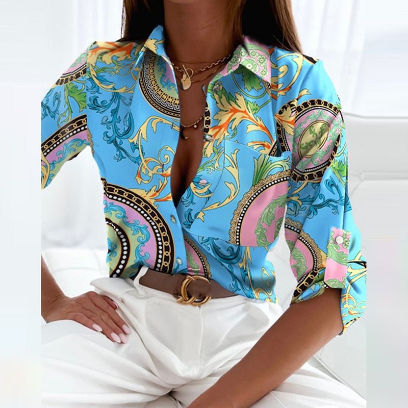 Novalie | Classic Collared Printed Blouse
