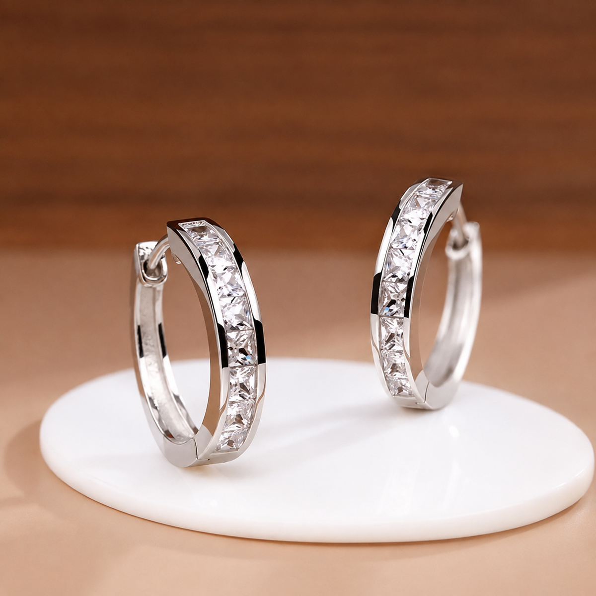 Stylish Crystal Hoops |